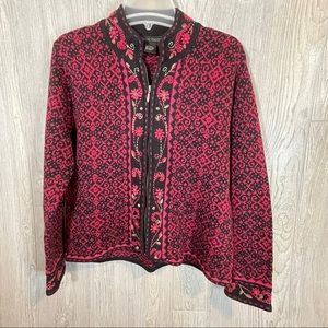 Nomadic Traders Red & Black Fair Isle Sweater Size M
